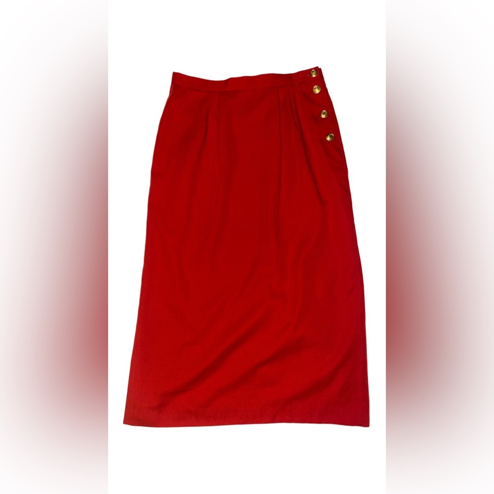 Vintage Lucia Deadstock: Size 14 Red Skirt (10% Wool)